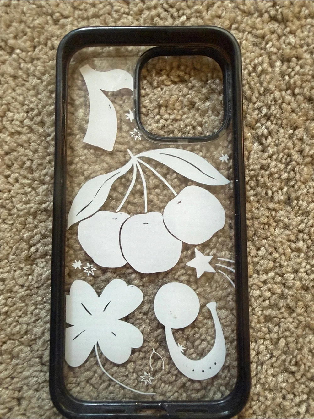 Casetify Clear Case with Orange Cherries & Green Clover